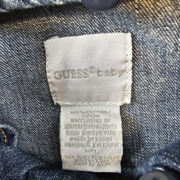 Guess Baby Jacket 12M Convertible Denim Embroidered Logo Detachable‎ Sleeves - Picture 10 of 12